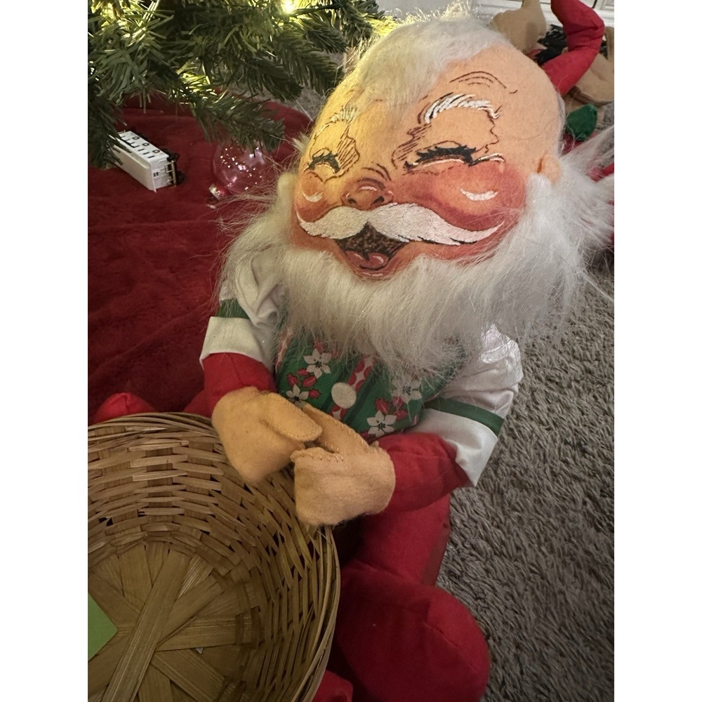 VINTAGE ANNALEE LARGE MR.‎ & MRS. SANTA CLAUS 20" HOLDING BASket - Picture 2 of 4